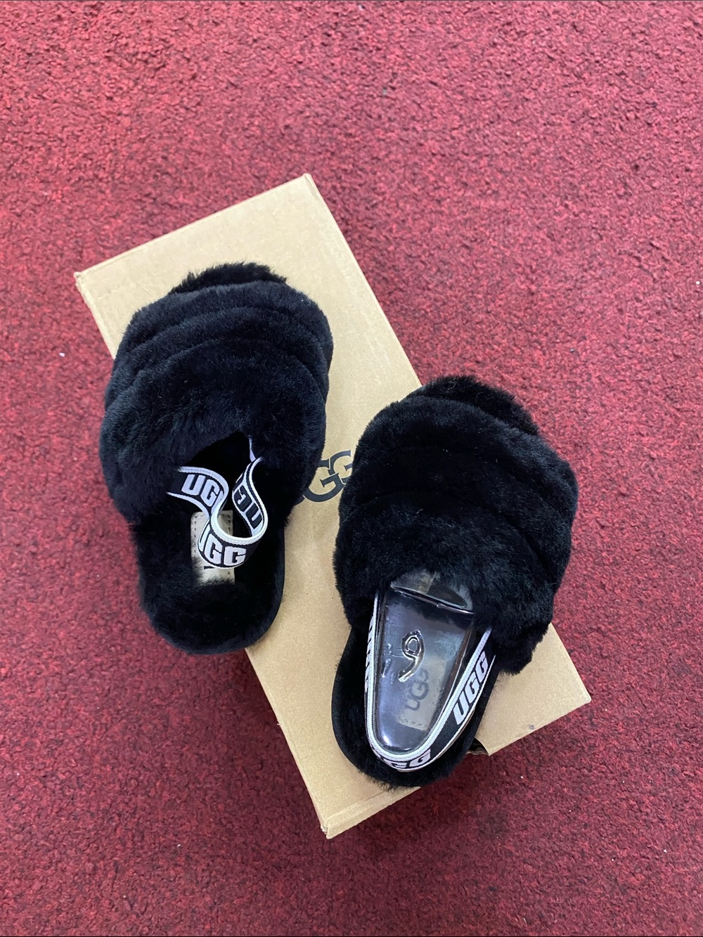 UGG Fluff Yeah Slide Black Toddler Sandals Slippers BLK